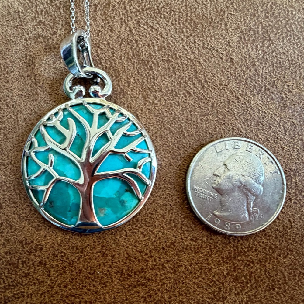 Sterling Silver 925 BBJ Turquoise Tree of Life Necklace - Picture 3 of 7